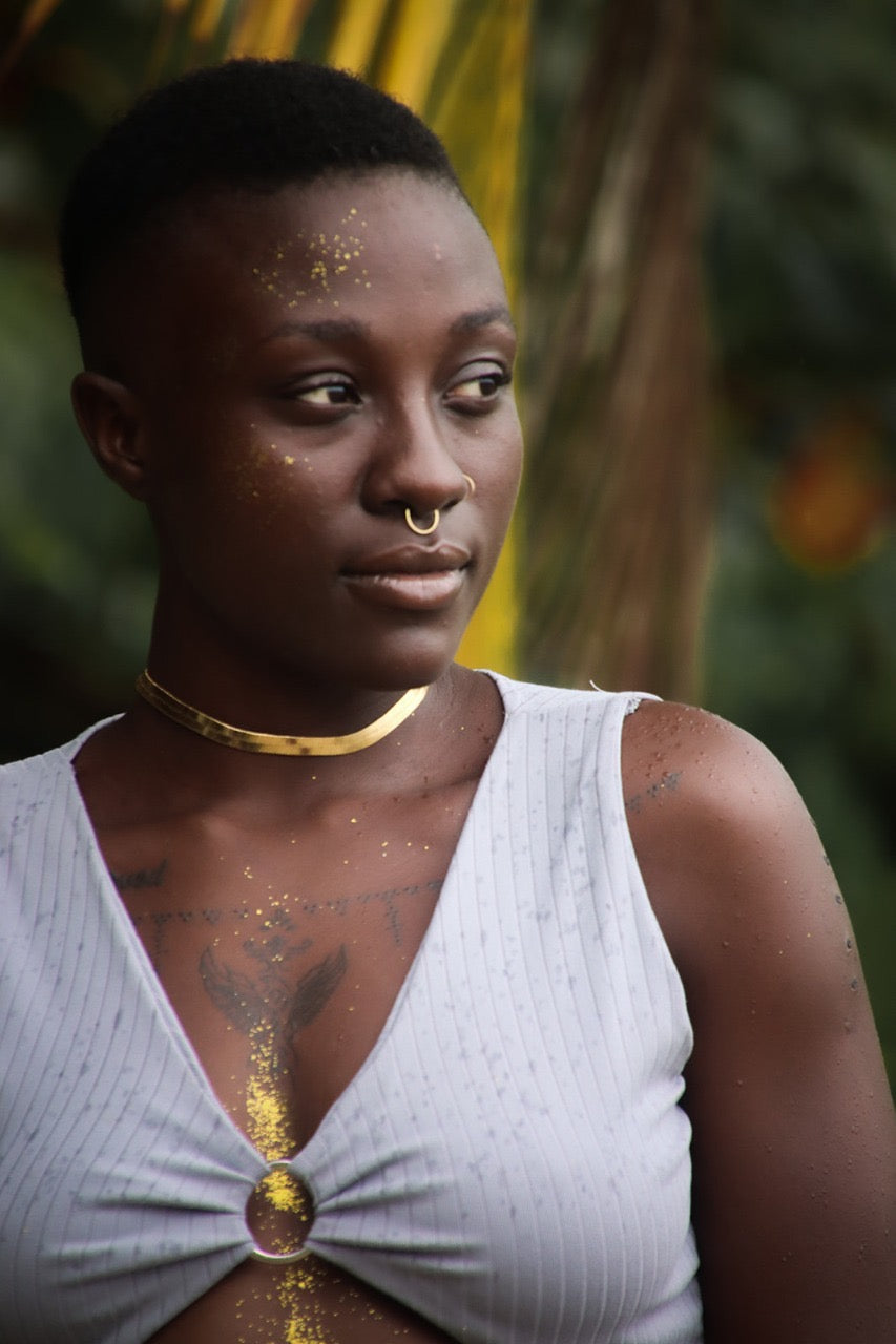 Golden Halo Herringbone Necklace