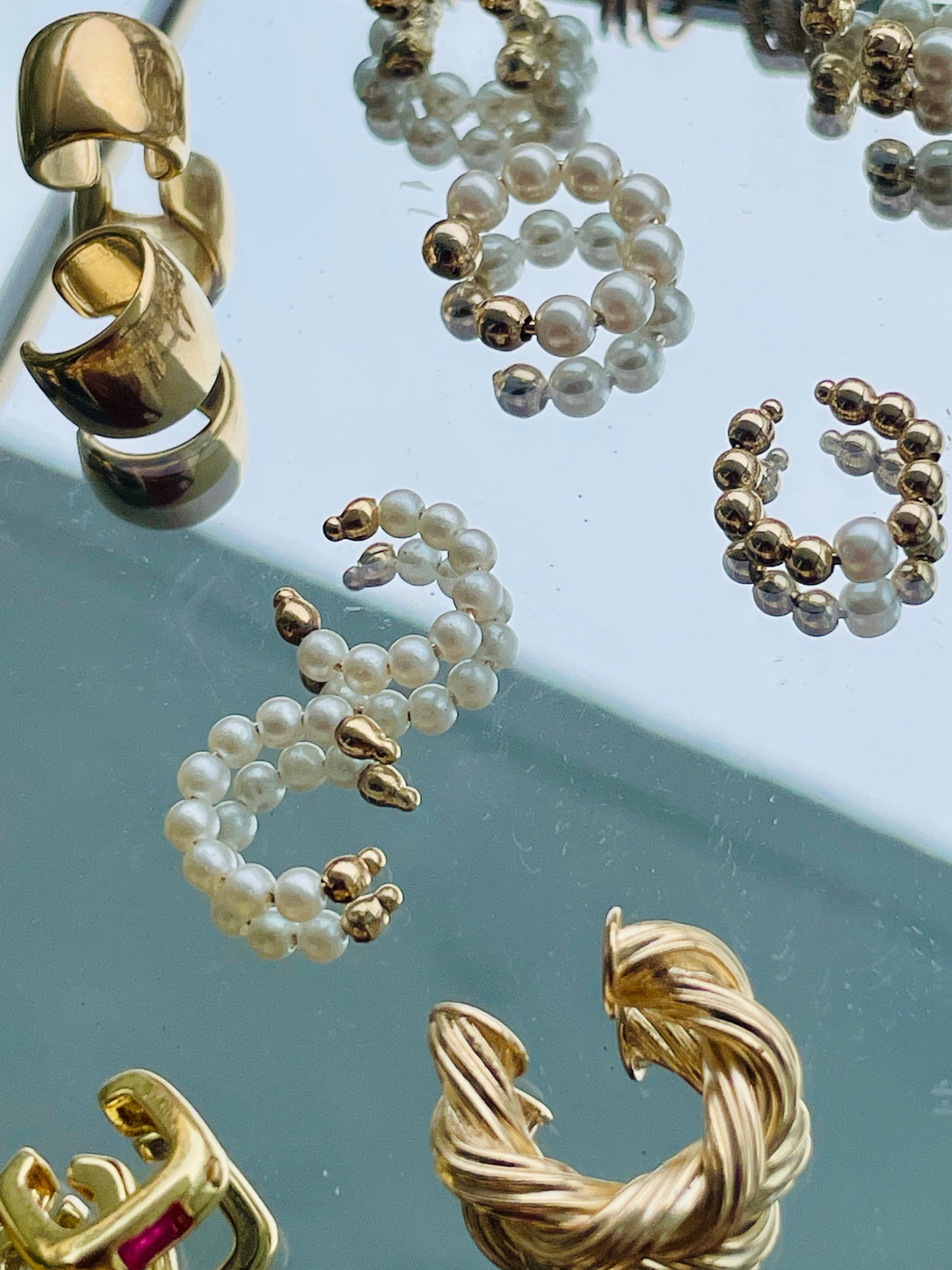 Moonlit Aura Pearl Ear Cuffs
