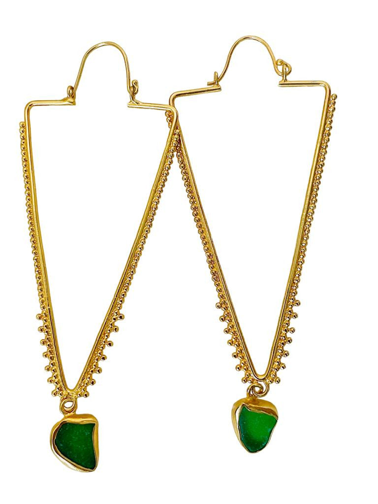 Sea's Poetry: Triable Hoop Earrings with Authentic Sea Glass