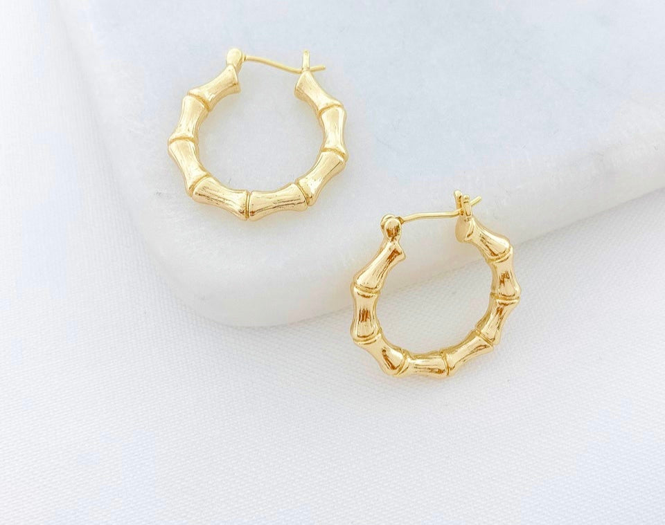 Whispers of Gaia: Small Bamboo Essence Hoop Earrings