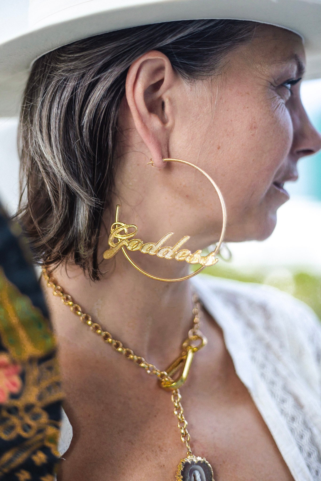 Goddess Athena: Majestic Statement Word Hoop Earrings