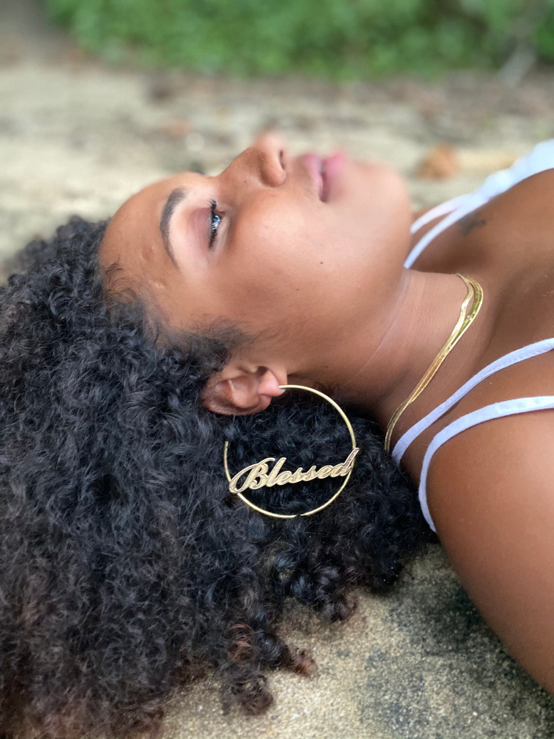 Divine Whisper: I Am Blessed – 18K Large Gold Fill Word Hoop Earrings