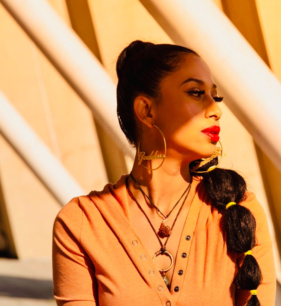 Goddess Athena: Majestic Statement Word Hoop Earrings