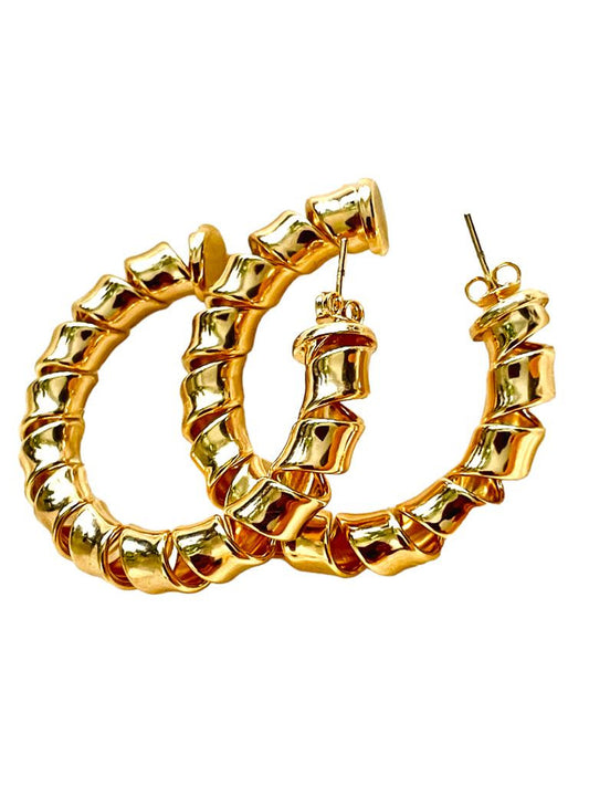 Golden Embrace: I Am the Gift – Ribbon Hoop Earrings in Radiant 18K Gold Fill